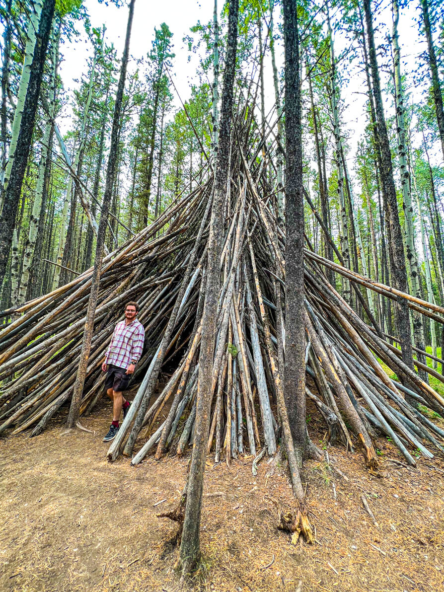 image of teepee on the troll falls hike route in Kananaskis 
