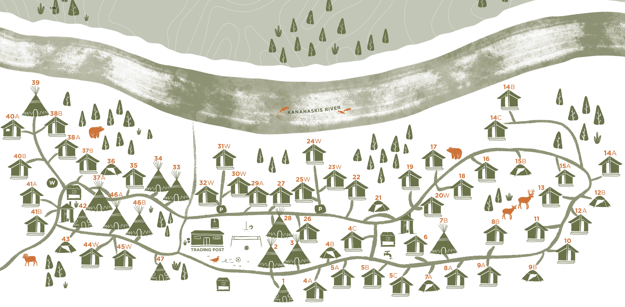 image credit to Sundance by Basecamp. Image shows the animated map of Sundance Lodges